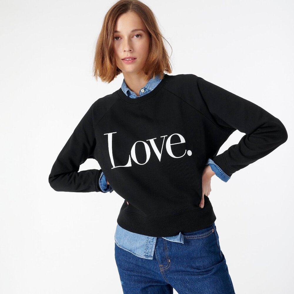 Black J.Crew LOVE Sweatshirt size XXL - Picture 1 of 4